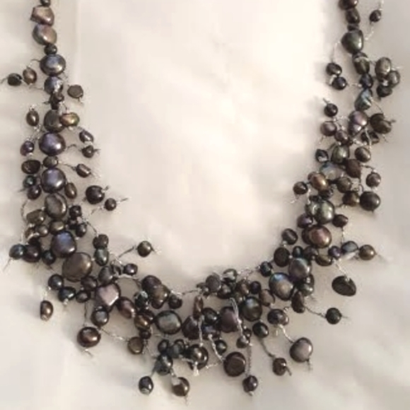 Sterling Silver Tahitian "Raindrop" Pearl Necklace - Picture 1 of 3